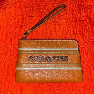 Burnt Orange Coach Corner Zip Wristlet